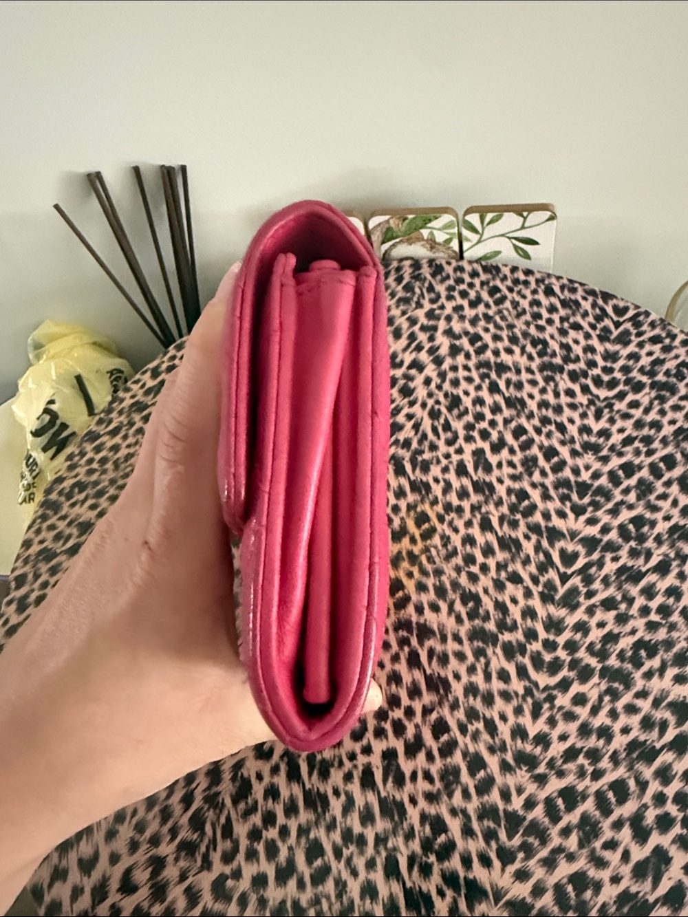 CHANEL Fuchsia Quilted Leather Wallet with Silver CC - Picture 2 of 6